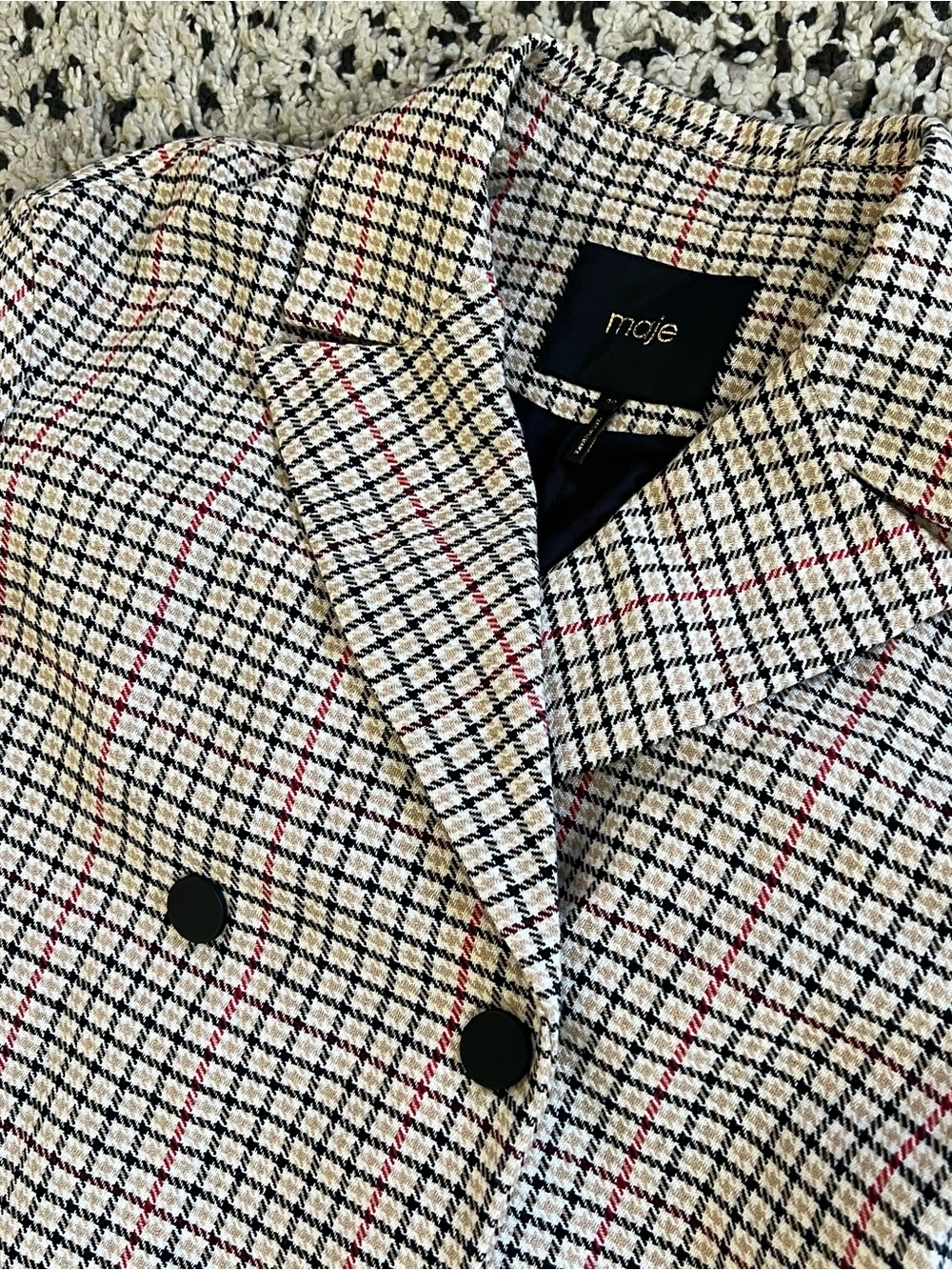 Maje Gessia Carreaux Trench Coat Check Plaid Women’s 38 EU Medium *Missing Belt - Picture 10 of 16